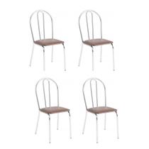 Conjunto 4 Cadeiras Lena Cromada Resistente -Assento Sintético Marrom