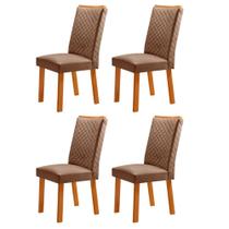 Conjunto 4 Cadeiras Lira de Jantar Estrutura em MDF Veludo Capuccino Naturalle Moderna Conjunto 4 Cadeiras Lira de Jantar Estrutura em MDF Veludo Capuccino Naturalle Moderna