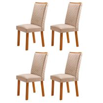 Conjunto 4 Cadeiras Lira de Jantar Estrutura em MDF Veludo Creme Naturale Moderna