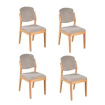 Conjunto 4 Cadeiras Luxo Isadora Madeira Maciça Amêndoa - Tecido Bouclé - Espuma D23 - Refinatto