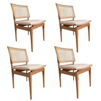Conjunto 4 cadeiras madeira maciça e linho