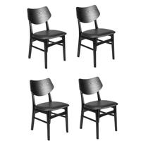 Conjunto 4 Cadeiras Madeira Maciça e PVC Edna