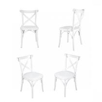Conjunto 4 Cadeiras Madeira Maciça Tauari Cross Laquado X Texas Branco Conjunto 4 Cadeiras Madeira Maciça Tauari Cross Laquado X Texas Branco