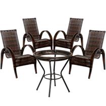 Conjunto 4 Cadeiras Napoli com Mesa Alta Para Área, Jardim, Varanda, Edícula - Pedra Ferro