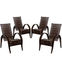 Conjunto 4 Cadeiras Napoli em Fibra Sintética Artesanal Para Edícula, Área, Varanda, Jardim - Pedra Ferro
