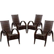 Conjunto 4 Cadeiras Napoli em Fibra Sintética Para Área, Jardim, Varanda, Edícula - Pedra Ferro