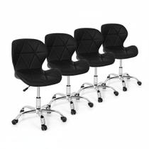 Conjunto 4 Cadeiras Office Eiffel Slim Giratória Ajustável Preta Conjunto 4 Cadeiras Office Eiffel Slim Giratória Ajustável Preta