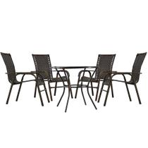 Conjunto 4 Cadeiras para Área Externa e Interna Bela com Mesa Alta de Centro - Cor Pedra Ferro