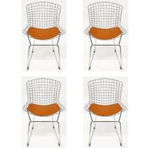 Conjunto 4 Cadeiras para cozinha Bertoia Cromada assento cor cobre aço maciço