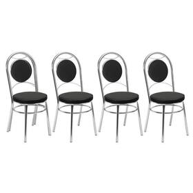 Conjunto 4 Cadeiras para Cozinha Debrum Yescasa Cromado/Preto - TRE PARONI