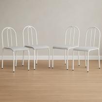 Conjunto 4 Cadeiras para Cozinha e Sala de Jantar Branco/Cinza Conjunto 4 Cadeiras para Cozinha e Sala de Jantar Branco/Cinza