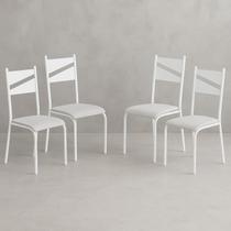 Conjunto 4 Cadeiras para Cozinha e Sala de Jantar Branco/Cinza Conjunto 4 Cadeiras para Cozinha e Sala de Jantar Branco/Cinza