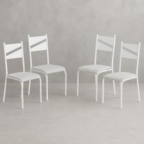 Conjunto 4 Cadeiras para Cozinha e Sala de Jantar Branco/Cinza