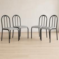Conjunto 4 Cadeiras para Cozinha e Sala de Jantar Preto/Cinza Conjunto 4 Cadeiras para Cozinha e Sala de Jantar Preto/Cinza