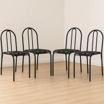 Conjunto 4 Cadeiras para Cozinha e Sala de Jantar Preto/Floral Conjunto 4 Cadeiras para Cozinha e Sala de Jantar Preto/Floral
