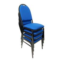 Conjunto 4 Cadeiras para Evento Empilhável com Reforço e Puxador encosto redondo estofado cor Azul Conjunto 4 Cadeiras para Evento Empilhável com Reforço e Puxador encosto redondo estofado cor Azul