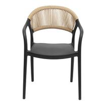 Conjunto 4 Cadeiras para Jardim com Assento Fixo Juna Preto/Bege Conjunto 4 Cadeiras para Jardim com Assento Fixo Juna Preto/Bege