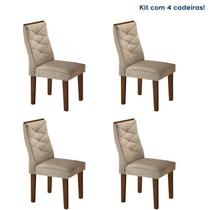 Conjunto 4 Cadeiras para Sala de Jantar Germany Bege/Chocolate