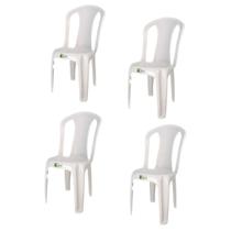 Conjunto 4 Cadeiras Plasticas Bistro Branco Sem Braço Duo