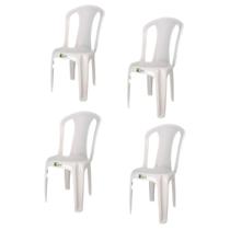 Conjunto 4 Cadeiras Plasticas Bistro Branco Sem Braço Duo - Duoplast