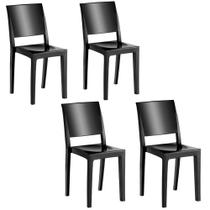 Conjunto 4 Cadeiras Plásticas Hydra Plus Cristal Uz Preto Kappesberg