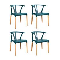 Conjunto 4 Cadeiras Polipropileno Wishbone Yescasa Verde/Escuro