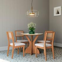 Conjunto 4 Cadeiras Sala de Jantar MDF com Tela Freijó/Bege