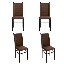 Conjunto 4 Cadeiras Sala Jantar Cozinha Estofada Moderna Aço Tubo