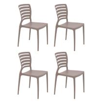 Conjunto 4 Cadeiras Sofia em Polipropileno Fibra de Vidro Camurça Tramontina