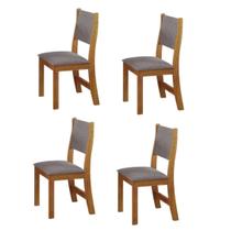 Conjunto 4 Cadeiras Sol Estofado em Linho Sala de Jantar - Vieiro