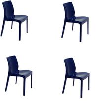 Conjunto 4 Cadeiras Tramontina Azul Yale Alice Brilho Summa Em Polipropileno