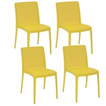 Conjunto 4 Cadeiras Tramontina Isabelle em Polipropileno e Fibra de Vidro Amarelo