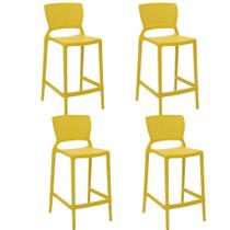 Conjunto 4 Cadeiras Tramontina Safira Alta Residência em Polipropileno e Fibra de Vidro Amarelo