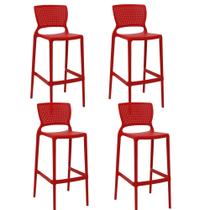 Conjunto 4 Cadeiras Tramontina Safira Alta Residência em Polipropileno e Fibra de Vidro Vermelho