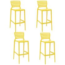 Conjunto 4 Cadeiras Tramontina Sofia Alta Bar em Polipropileno e Fibra de Vidro Amarelo