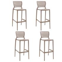 Conjunto 4 Cadeiras Tramontina Sofia Alta Bar em Polipropileno e Fibra de Vidro Camurça