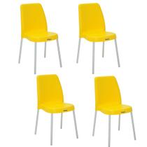 Conjunto 4 Cadeiras Tramontina Vanda em Polipropileno com Pernas em Alumínio Amarelo