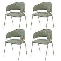 Conjunto 4 Cadeiras Veneza no Boucle Verde e Metal Champanhe - C&M Decor Conjunto 4 Cadeiras Veneza no Boucle Verde e Metal Champanhe - C&M Decor