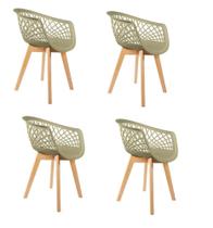 Conjunto 4 cadeiras Web Empório Tiffany Wood Creme - Seatco