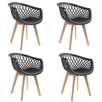 Conjunto 4 Cadeiras Web Pp Preto Wood