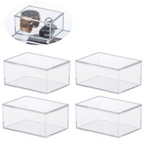 Conjunto 4 caixas organizadoras pequena com tampa gaveta quarto infantil mesa escritório acessórios