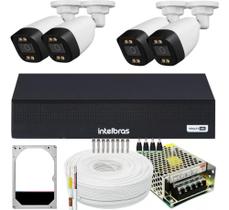 Conjunto 4 Câmeras Segurança Infra Full Color Dvr Intelbras HD 1TB