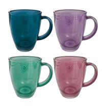 Conjunto 4 Canecas 350ml De Vidro Café Chá Coloridas Verona Conjunto 4 Canecas 350ml De Vidro Café Chá Coloridas Verona