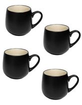Conjunto 4 canecas ceramica denny preto 440ml cafe cha collection