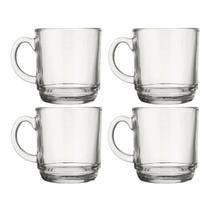 Conjunto 4 Canecas Xicara Vidro 250ML Ideal Café Chocolate Chá Conjunto 4 Canecas Xicara Vidro 250ML Ideal Café Chocolate Chá