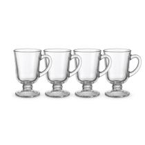 Conjunto 4 Canecas Xícaras Cappuccino Vidro Royal 120ml Pequena Transparente Café Elegante