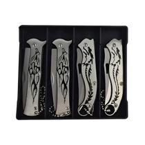 Conjunto 4 Canivetes Manuais Pesca Camping Aço Inox Conjunto 4 Canivetes Manuais Pesca Camping Aço Inox
