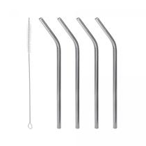 Conjunto 4 Canudos Aço Inox Reutilizáveis com Escova para Limpeza Lyor 21,5cm Conjunto 4 Canudos Aço Inox Reutilizáveis com Escova para Limpeza Lyor 21,5cm