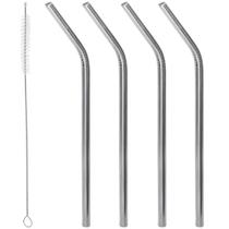 Conjunto 4 Canudos de Aço Inox Lyor com Escova para Limpeza 21,5cm Conjunto 4 Canudos de Aço Inox Lyor com Escova para Limpeza 21,5cm
