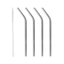 Conjunto 4 Canudos de Aço Inox Reutilizáveis com Escova para Limpeza 21,5cm 220463 - Lyor